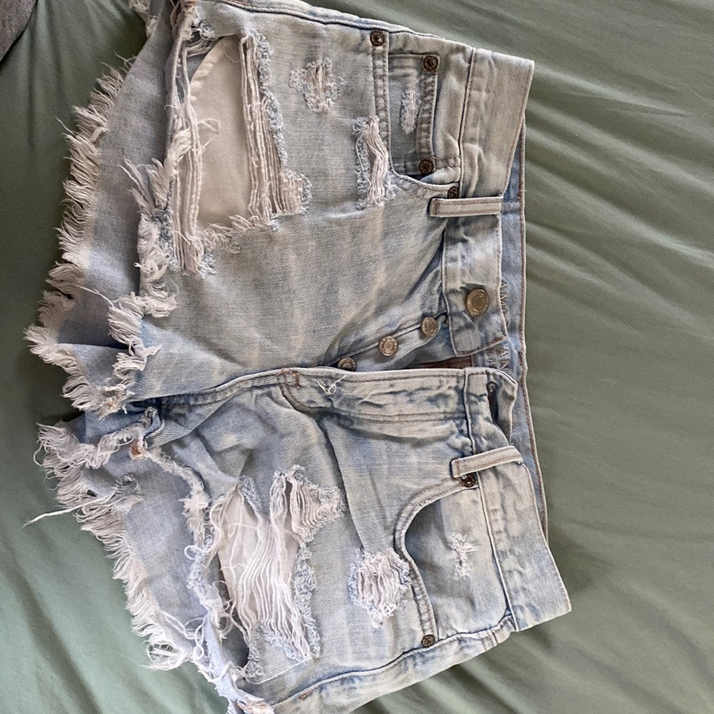 Shortie distressed jean shorts
